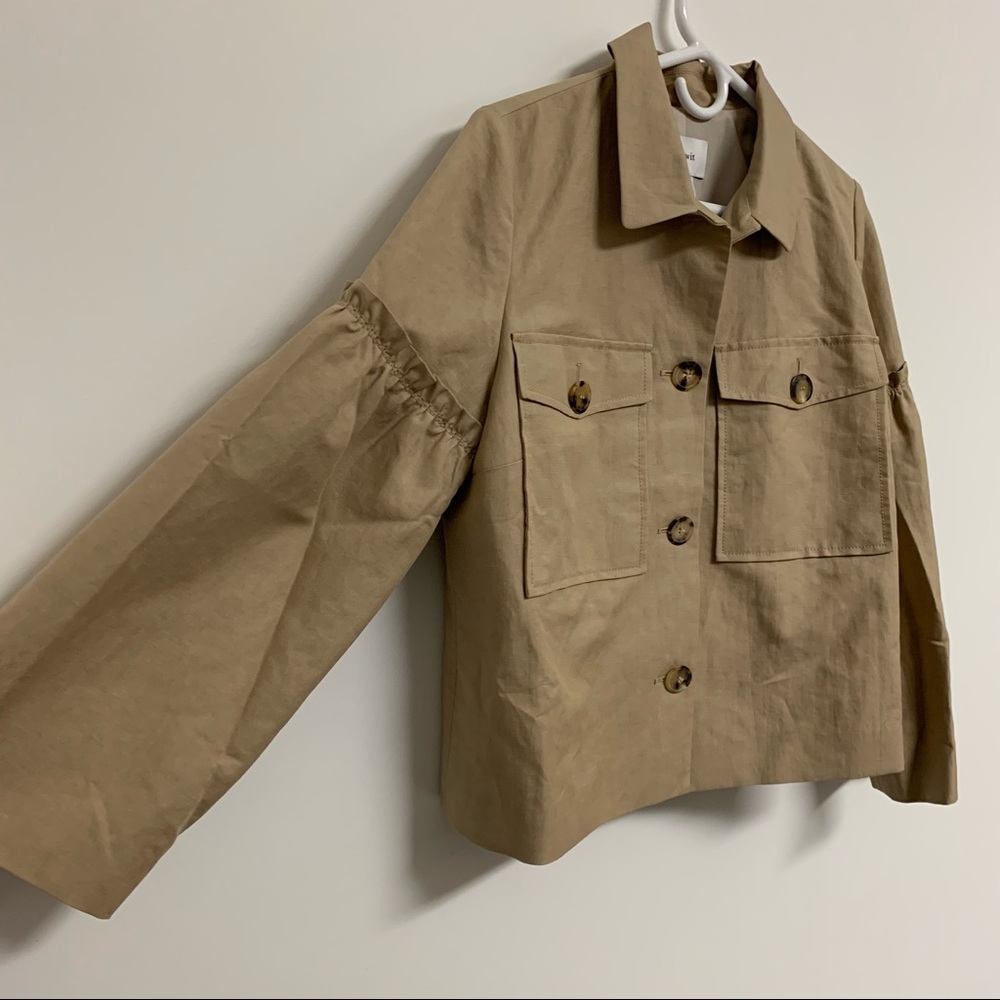 Lewit Tan Linen Blend Ruffle Jacket